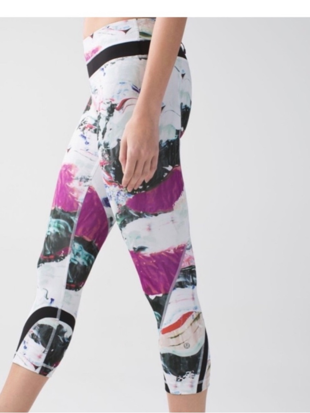 Lululemon Run Inspire Crop II Watercolor Mid Rise Yoga Pants Leggings